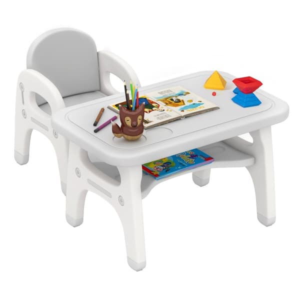 Barnens aktivitetsbord och stol set, 31x19.5x19.5 tum, Grå