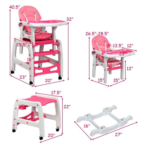 Barnmatstol, 20x23x40.5 tum, Rosa
