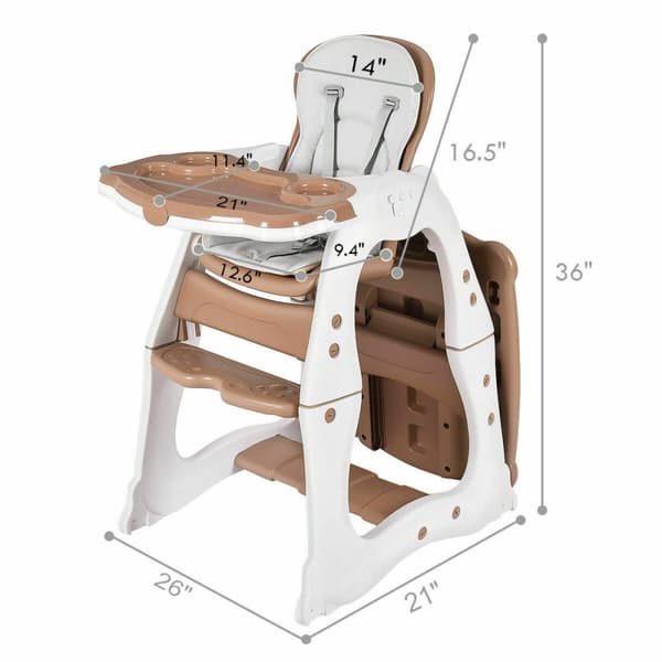 Spädbarnsbord och stol set, 26x21x36 tum, Brun