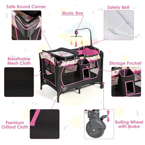 Baby Legeplads, 101x72x80 cm, Pink