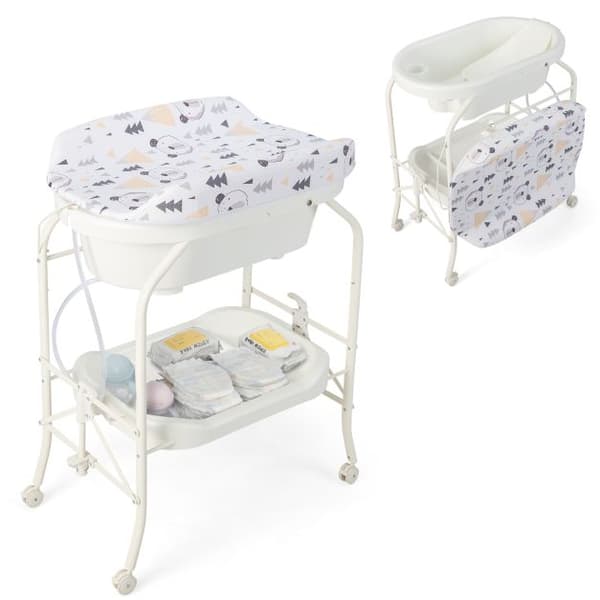 Skötbord för baby, 86x50x104 cm, Vit