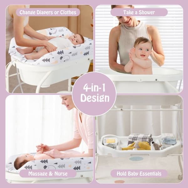 Skötbord för baby, 86x50x104 cm, Vit