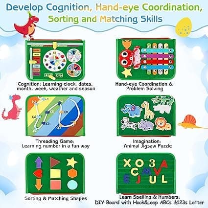 OBOSOE Montessori Busy Board 1-4-vuotiaille lapsille, aktiviteetti- ja kehittäviä leluja lapsille