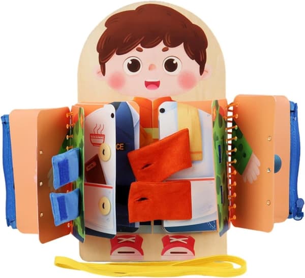 OBOSOE Montessori Busy Board til børn – Life Skills legetøj med spænde, lynlås og sko