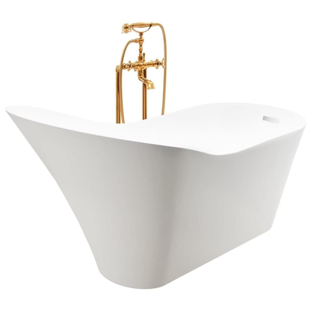 vidaXL fritstående badekar og hane 210 L 99,5 cm guldfarvet