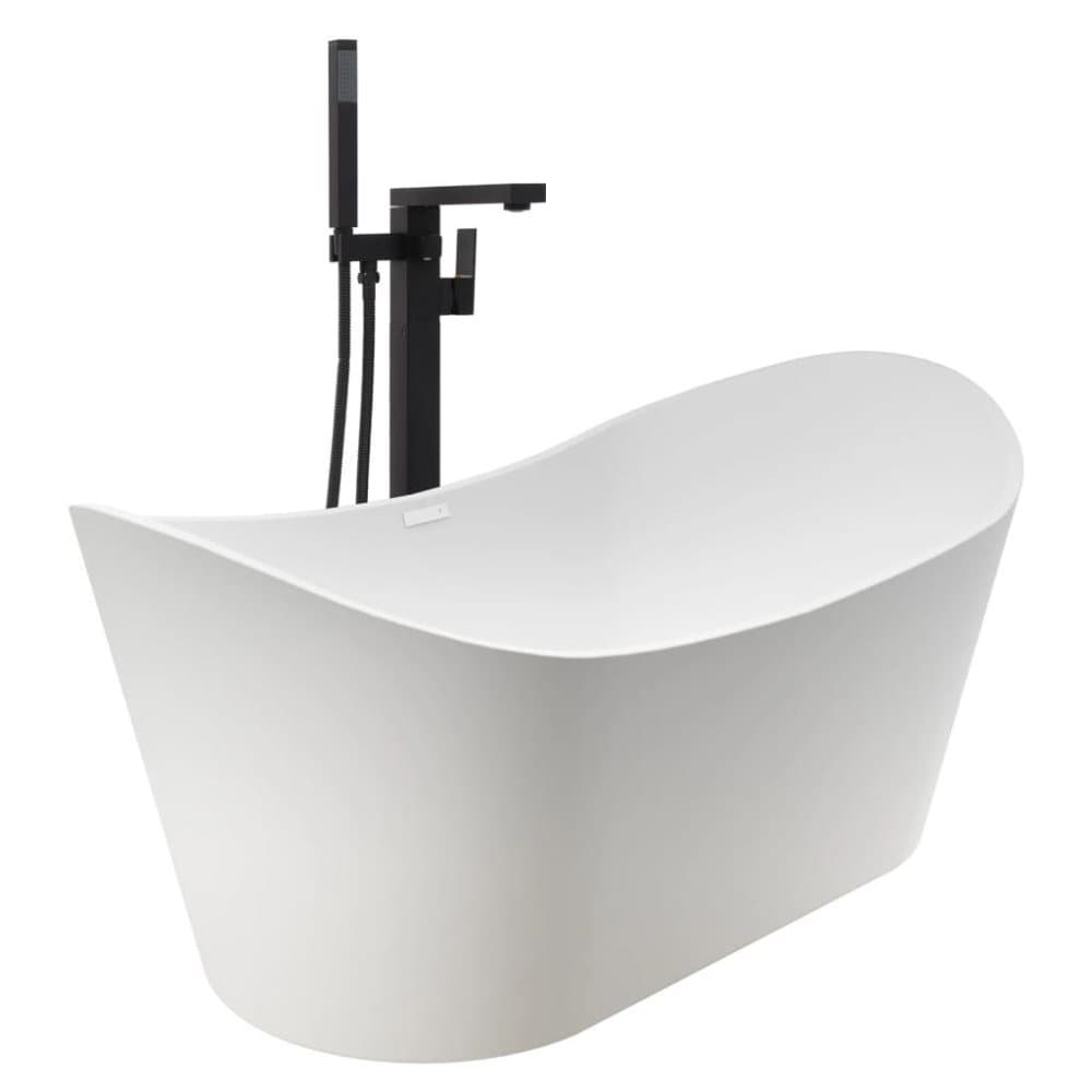 vidaXL fritstående badekar og hane 204 L 90 cm sort