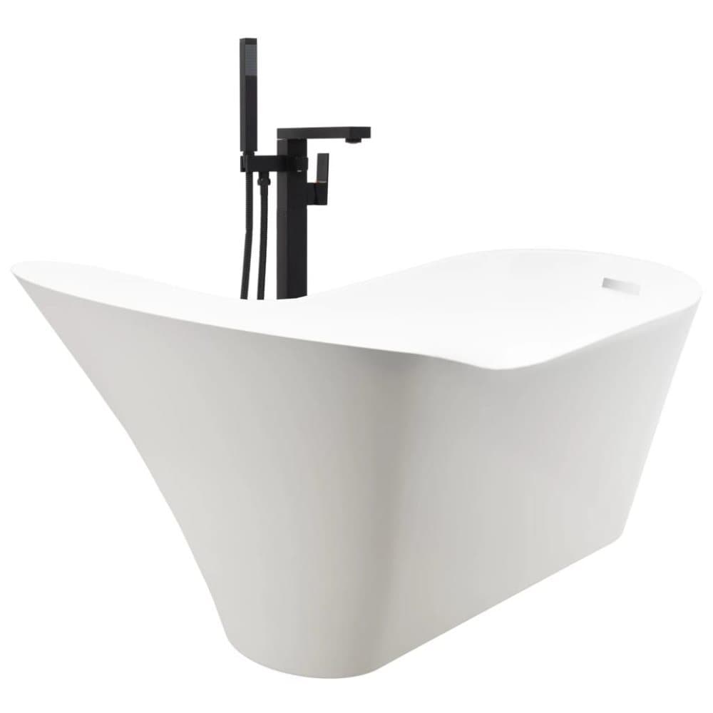 vidaXL fritstående badekar og hane 210 L 90 cm sort
