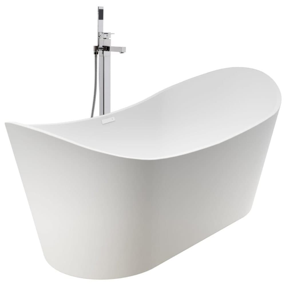 vidaXL fritstående badekar og hane 204 l 110 cm sølvfarvet