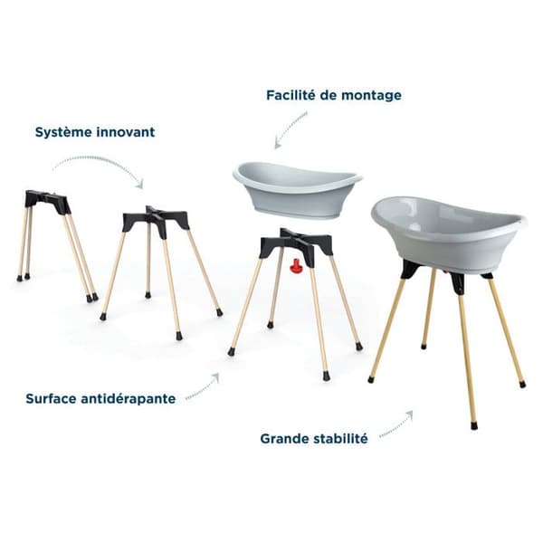 THERMOBABY VASCO 5-i-1 Badkarspaket Charming Grey - Tillverkad i Frankrike