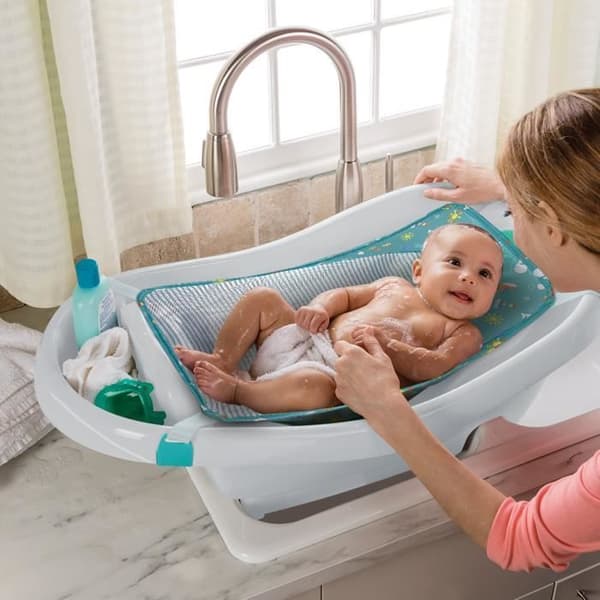 INGENUITY Justerbart babybadkar, extra stort, bekvämt med mjukt tygstöd, upp till 24 månader