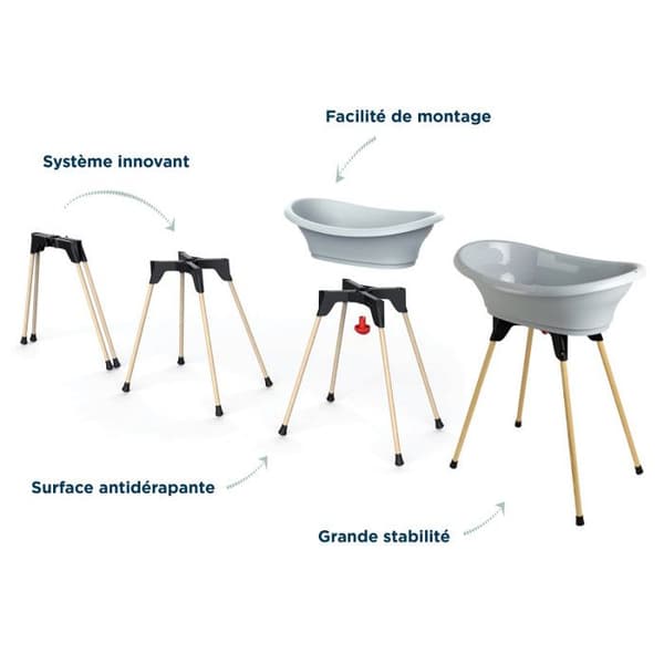 THERMOBABY Badset VASCO Charm grå: badkar + fötter + avloppsrör