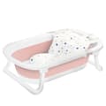 Miniatyrbillede 2 af 2: Foldbar Babybadekar, Nyfødt Pude, Antiskrid Pad,Lyserød Hvid