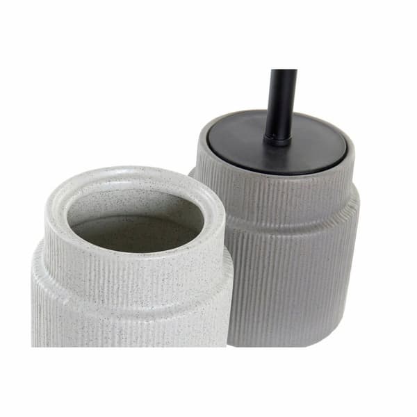 Toilet Brush DKD Home Decor Light grey Dark grey Steel Stoneware Scandi 10 x 10 x 39 cm (2 Units)