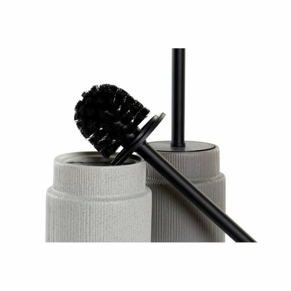 Toilet Brush DKD Home Decor Light grey Dark grey Steel Stoneware Scandi 10 x 10 x 39 cm (2 Units)