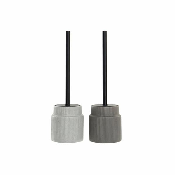 Toilet Brush DKD Home Decor Light grey Dark grey Steel Stoneware Scandi 10 x 10 x 39 cm (2 Units)