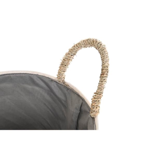 Basket set DKD Home Decor Natural Fibre Pompoms 40 x 40 x 35 cm 41 x 37 x 36 cm