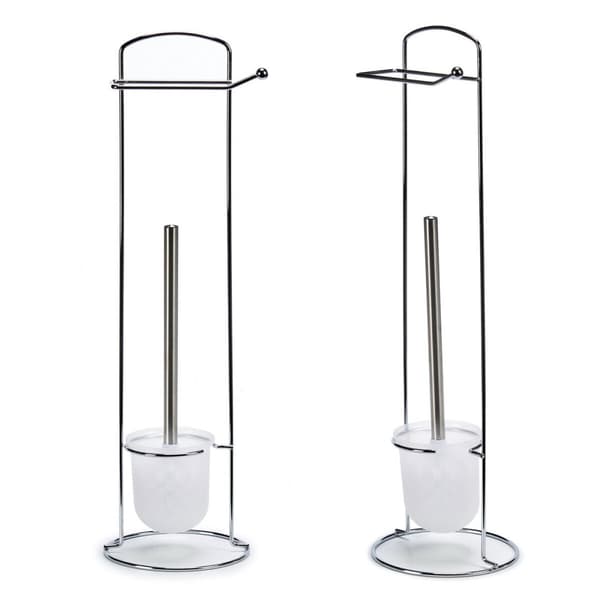 Toilet Paper Holder with Brush Stand Berilo W2930A White Silver Metal 16,5 x 59 x 16,5 cm (6 Units)