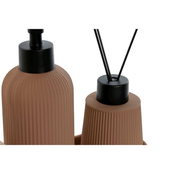 Bath Set Home ESPRIT Cream Terracotta ABS Dolomite 17 x 9 x 2 cm 3 Pieces (2 Units)