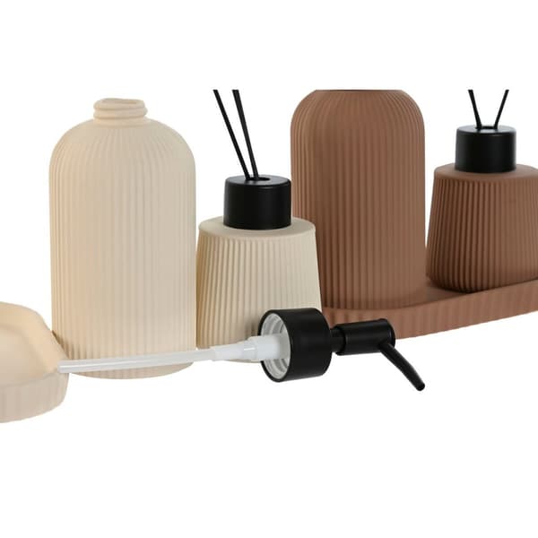 Bath Set Home ESPRIT Cream Terracotta ABS Dolomite 17 x 9 x 2 cm 3 Pieces (2 Units)
