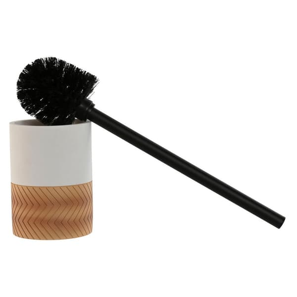 Toilet Brush Home ESPRIT White Grey Natural Resin 9,5 x 9,5 x 37 cm (2 Units)