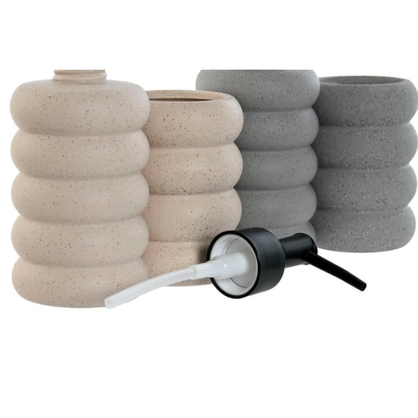 Soap Dispenser Home ESPRIT Black Grey Cream ABS Dolomite 7 x 7 x 17,5 cm (2 Units)