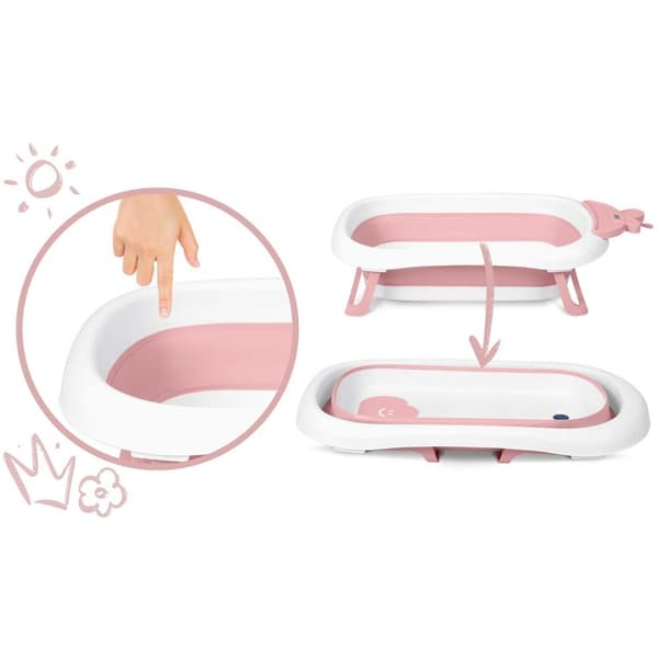 Baby badekar med termometer - lyserød hvid - 51x21,5 cm