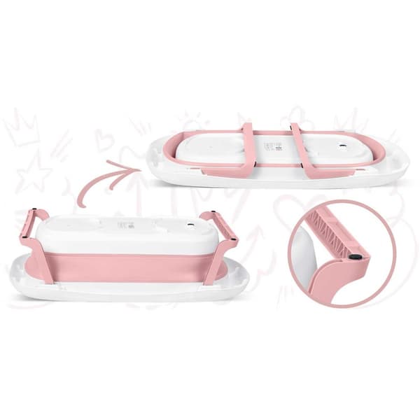 Baby badekar med termometer - lyserød hvid - 51x21,5 cm