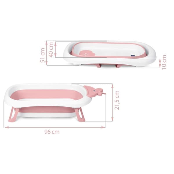 Baby badekar med termometer - lyserød hvid - 51x21,5 cm