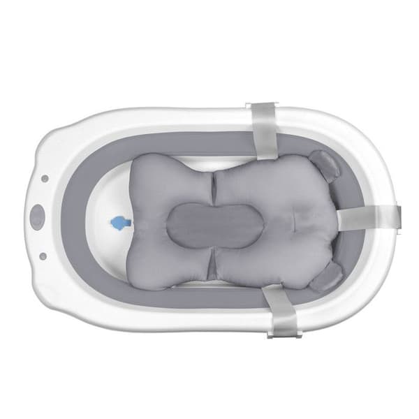 YUENFONG hopfällbart babybadkar med badkudde, ergonomiskt, halkfritt, för nyfödda, spädbarn 0 månader+, grått