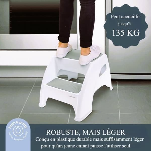 Step pall - DREAMBABY - Toddler &amp; Me 2 Up - Halkfri och strukturerad - Upp till 145 kg för små och vuxna - Grå