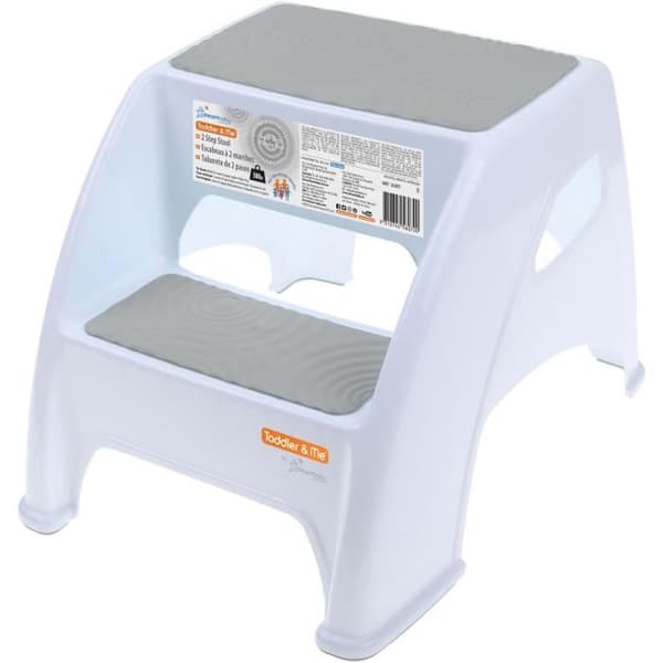 Step pall - DREAMBABY - Toddler &amp; Me 2 Up - Halkfri och strukturerad - Upp till 145 kg för små och vuxna - Grå