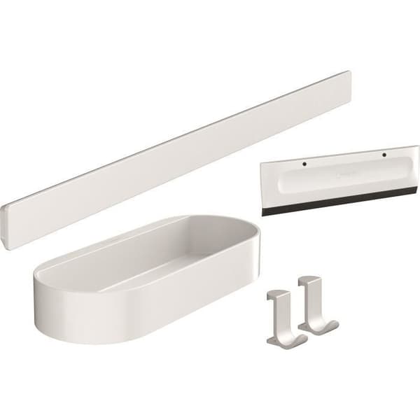 Badkarstillbehörsset - HANSGROHE - matt vit - väggstång, hylla, skrapa, krok