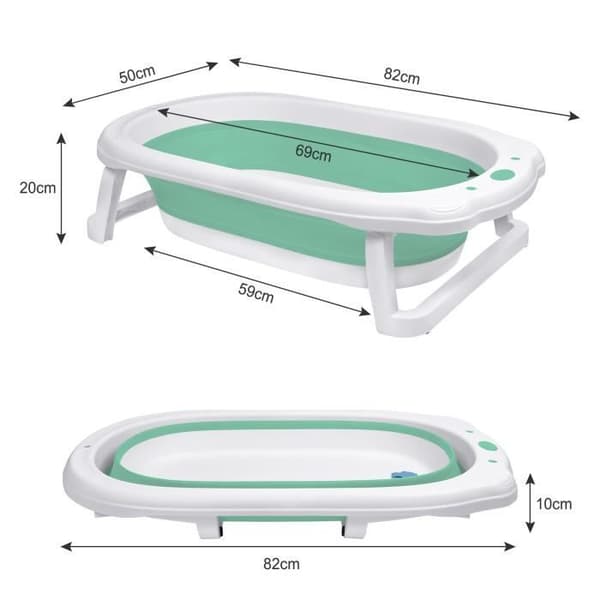 LARS360 Vikbart hopfällbart babybadkar med badkudde Ergonomiskt babybadkar för spädbarn och nyfödda (grönt)
