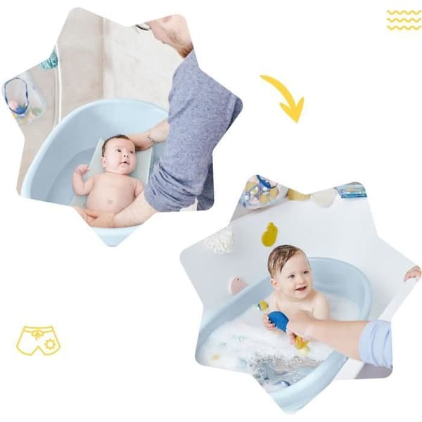 Badabulle Whale Baby Bath, Tillverkat i Europa, Kan innehålla en hängmatta eller en badstol, Från födseln till 24 månader