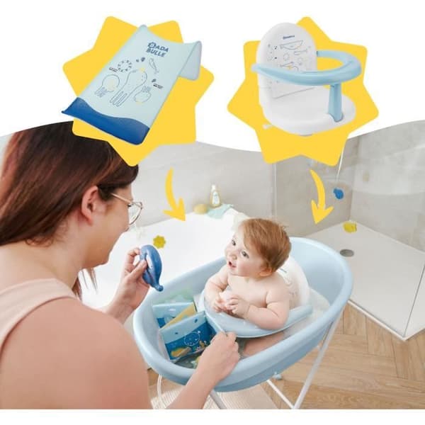 Badabulle Whale Baby Bath, Tillverkat i Europa, Kan innehålla en hängmatta eller en badstol, Från födseln till 24 månader