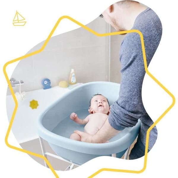 Badabulle Whale Baby Bath, Tillverkat i Europa, Kan innehålla en hängmatta eller en badstol, Från födseln till 24 månader