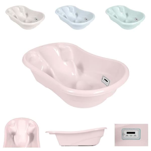 Kikkaboo badkar för baby Hippo, anatomisk, 94 cm, integrerad termometer [Rosa]