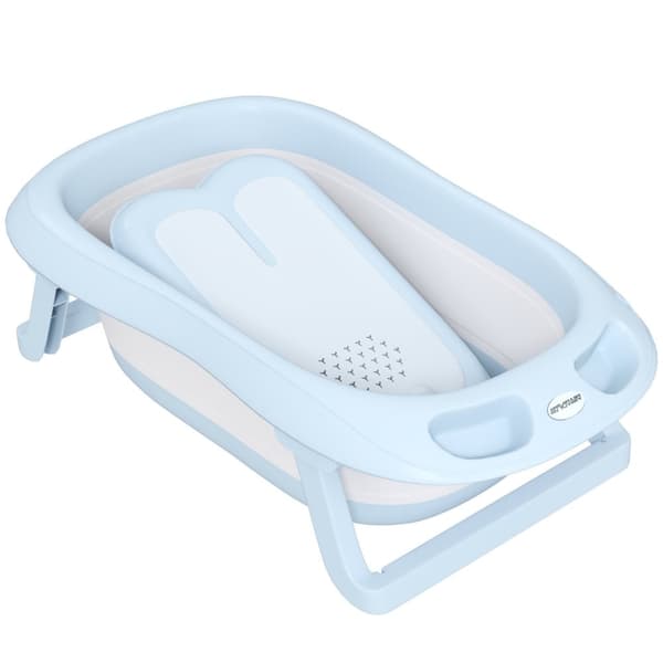 Rootz Baby Bath Tub - Foldbart - NUSLIP BABY BATH - SAFE MATERIALER - 83L X 48W X 23,5H cm - Blå - Ideel til let opbevaring og transport