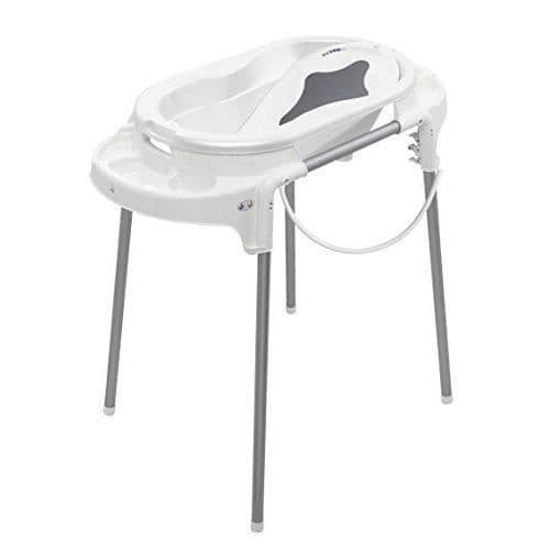 rotho babydesign Top Line Badkar Set Ergonomisk Badsits Badkar Stativ Avloppsslang Vit