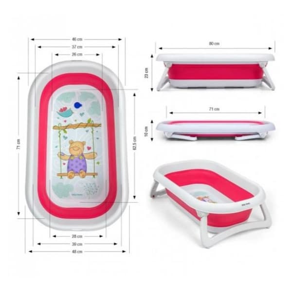 Hopfällbart badkar - MILLY MALLY - Aqua Pink - För baby - Fällbart - Röd