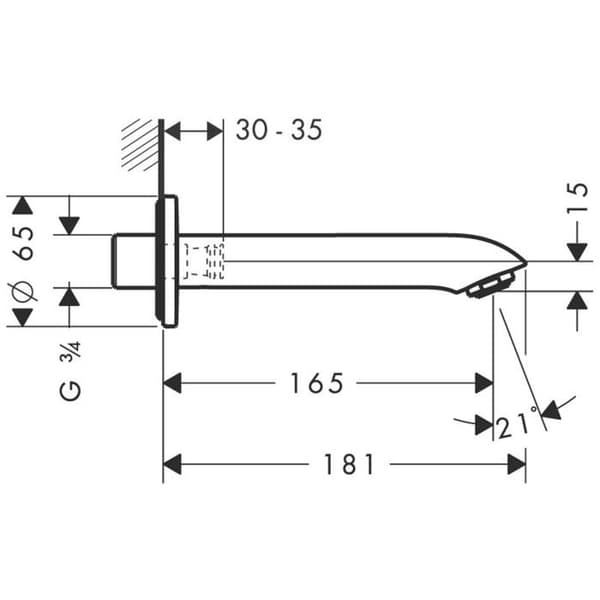 HANSGROHE Metris badpipa krom