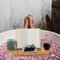 Miniatyrbild 2 av 6: Relaxdays Badkarplanka, bambu och metall, justerbar (69-90 cm), bokstöd, hål för vin, ben, natur