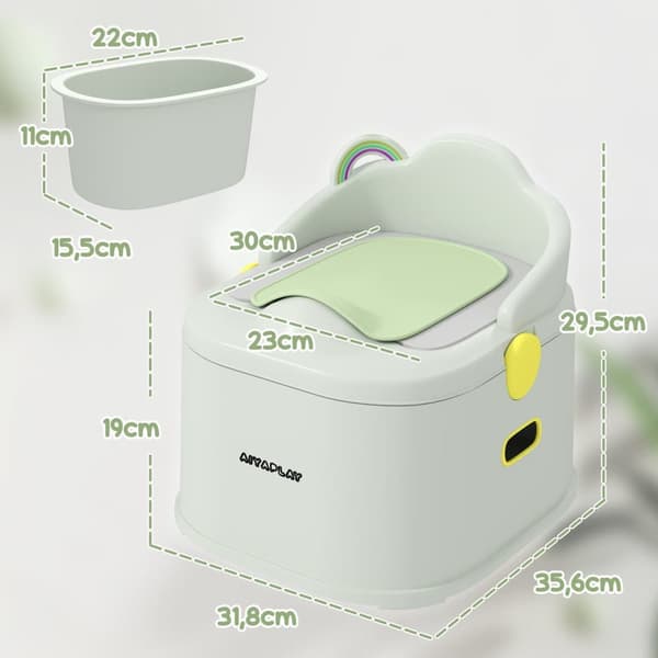 Lasten potta, 3-in-1, 35,6 cm x 31,8 cm x 29,5 cm, harmaa