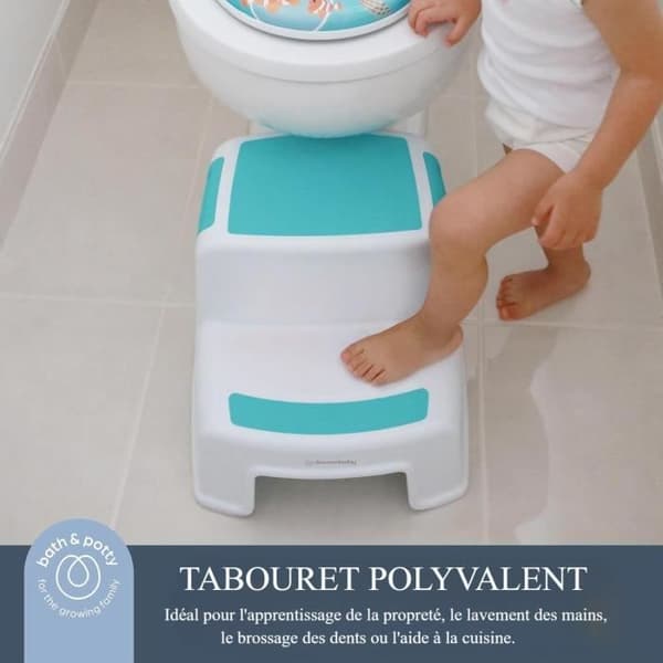 Skammel - DREAMBABY - 2 UP - Skridsikker og tekstureret - Op til 80 kg for børn og voksne - Aqua