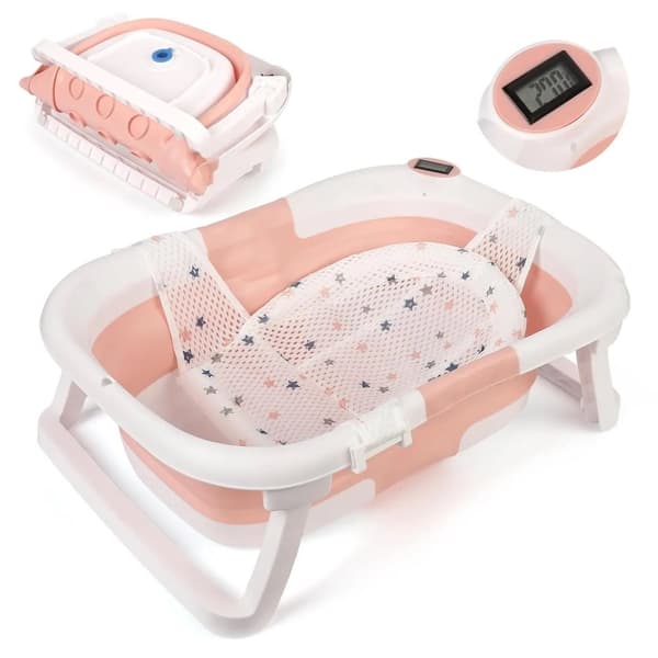 Babybadkar, Bärbar Design, Temperaturövervakning,Rosa