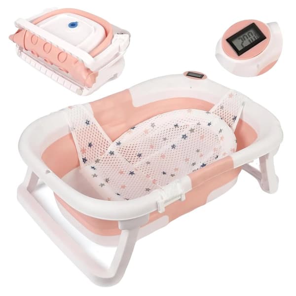 Babybadkar, Bärbar Design, Temperaturövervakning,Rosa