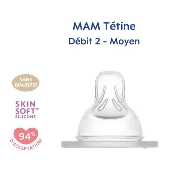 MAM Anatomisk spene - Medium flöde 2 - Silikon - Set med 2 - Transparent