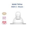 Miniatyrbillede 2 af 2: MAM Anatomisk spene - Medium flöde 2 - Silikon - Set med 2 - Transparent