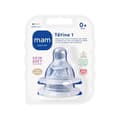 Miniatyrbild 1 av 2: MAM Anatomisk spene - Flow 1 Slow - Silikon - Pack med 2 - Transparent