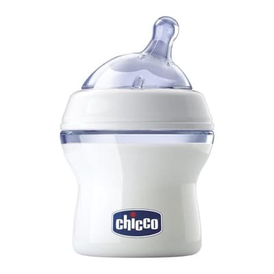 CHICCO Uppsättning av 2 NaturalFeeling-flaskor lutande bröstvattnet långsamt flöde 0m + 150ml
